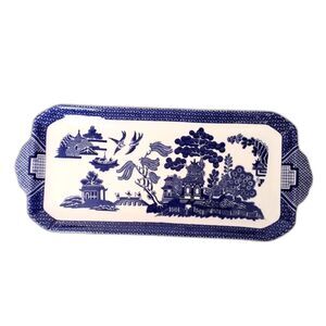 Vintage Johnson Brothers Willow Blue Rectangular Sandwich Tray Made in England
